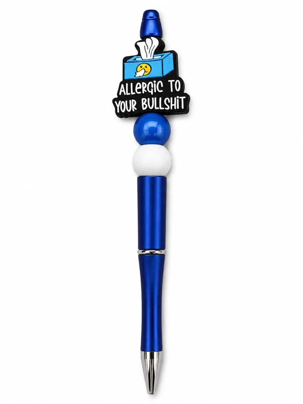 Blue Novelty Ballpoint Pen with 'Allergic to Your Bullshit' Charm